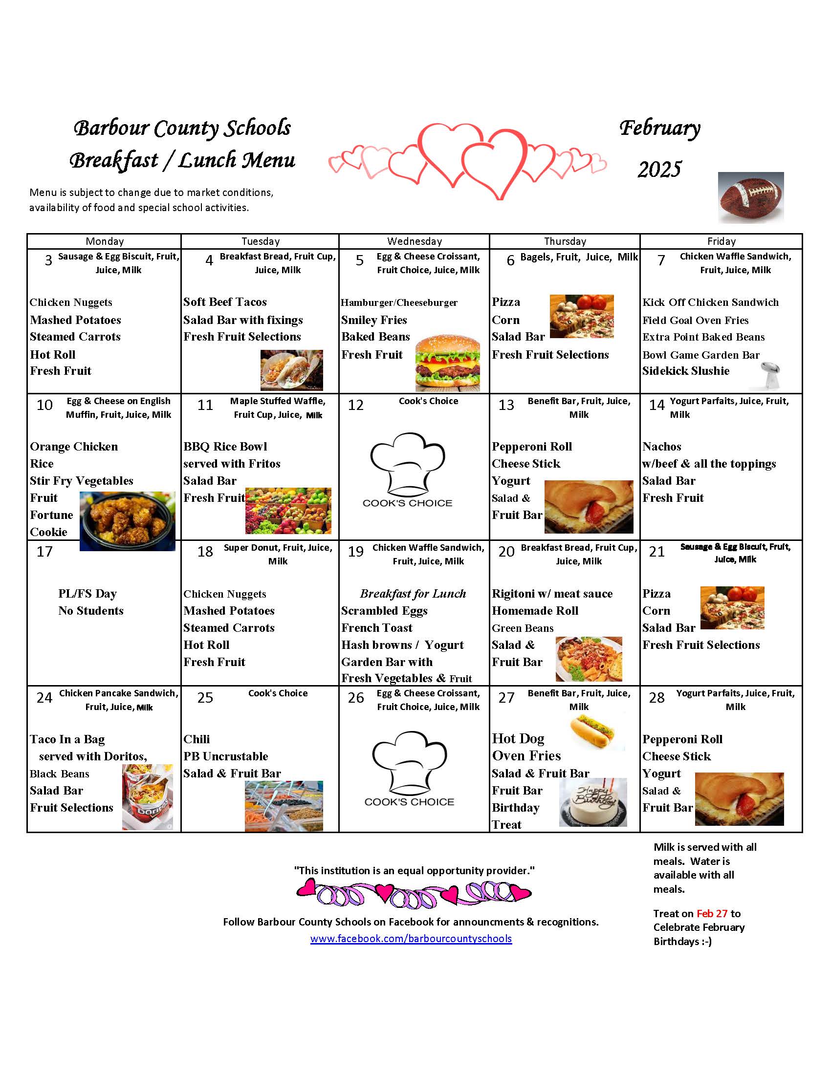 February 2025 Breakfast & Lunch Menu